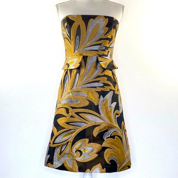Beth Bowley Dresses | Beth Bowley Strapless Metallic Cocktail | Color: Black/Gold | Size: 6 | Couturealchemy's Closet
